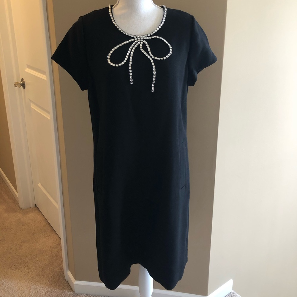Kate Spade Gail Crystal Bow Black Mini Dress
